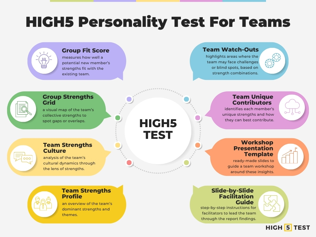 Key features of HIGH5 Personality Test for Teams