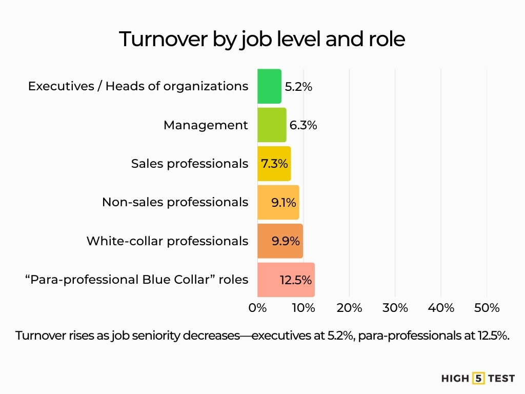 Turnover by job level and role