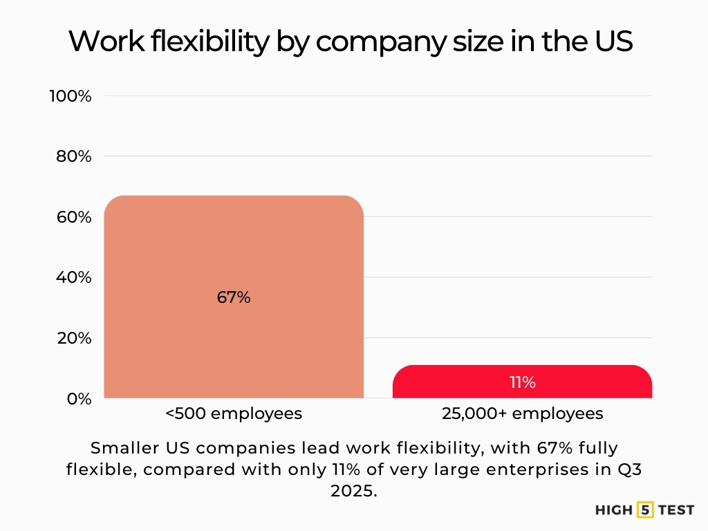 Work flexibility by company size in the US